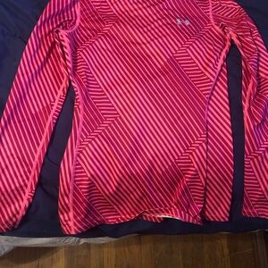 Under Armour Hot Pink Diagonal Stripe Long Sleeve Top